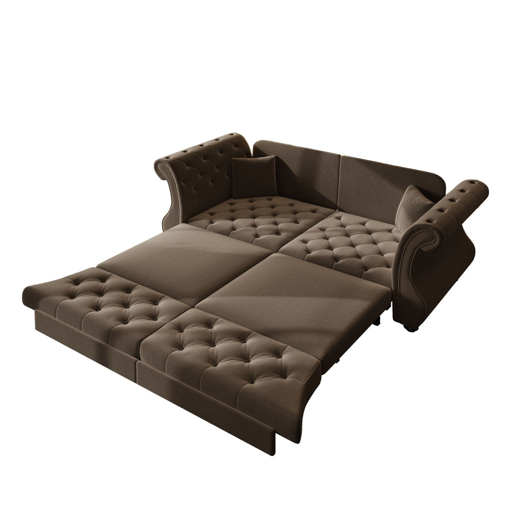 Oversized Chesterfield Pull Out Sofa Bed, Roll Arm Couch