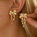 Luxe 1 Pair Elegant Boho Style Bow Earrings For Women, Perfect For Daily Wear, Gatherings & Vacations, Ideal Thanksgiving Jewelry Gift