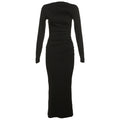 Solid Color Long Sleeve Round Neck Fitted Bodycon Dress