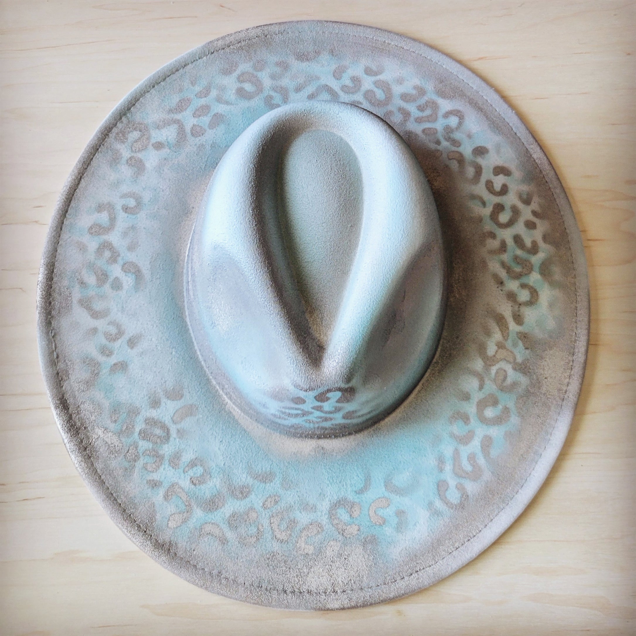 Hand-Painted Leopard Boho Western Cowgirl Hat Only-Mint 986y