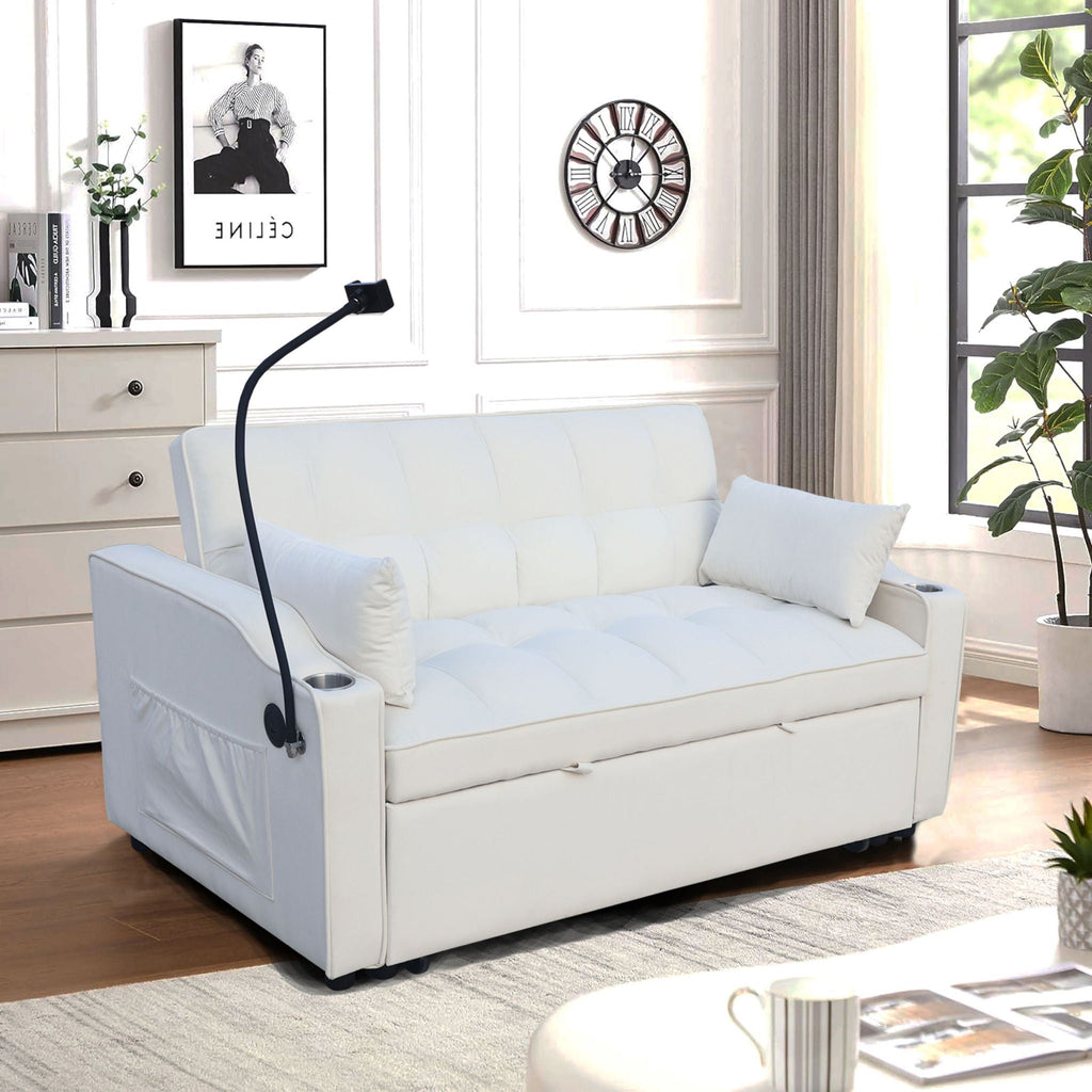 Modern Loveseat Futon Sofa with Pullout Bed and Adjustable Backrest - Multiple Colors