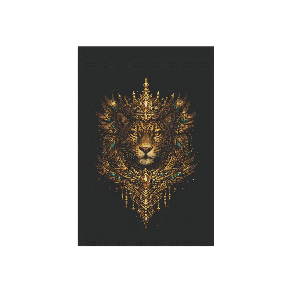 Regal Jaguar Flag — Ornate Gold Crowned Lion House Banner