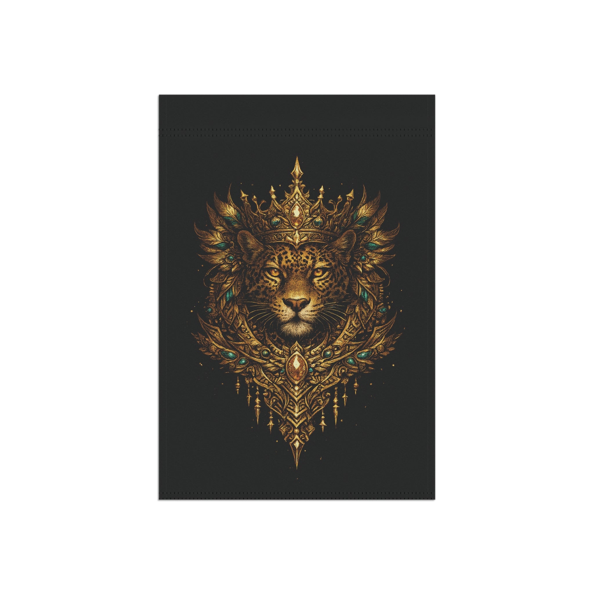 Regal Jaguar Flag — Ornate Gold Crowned Lion House Banner