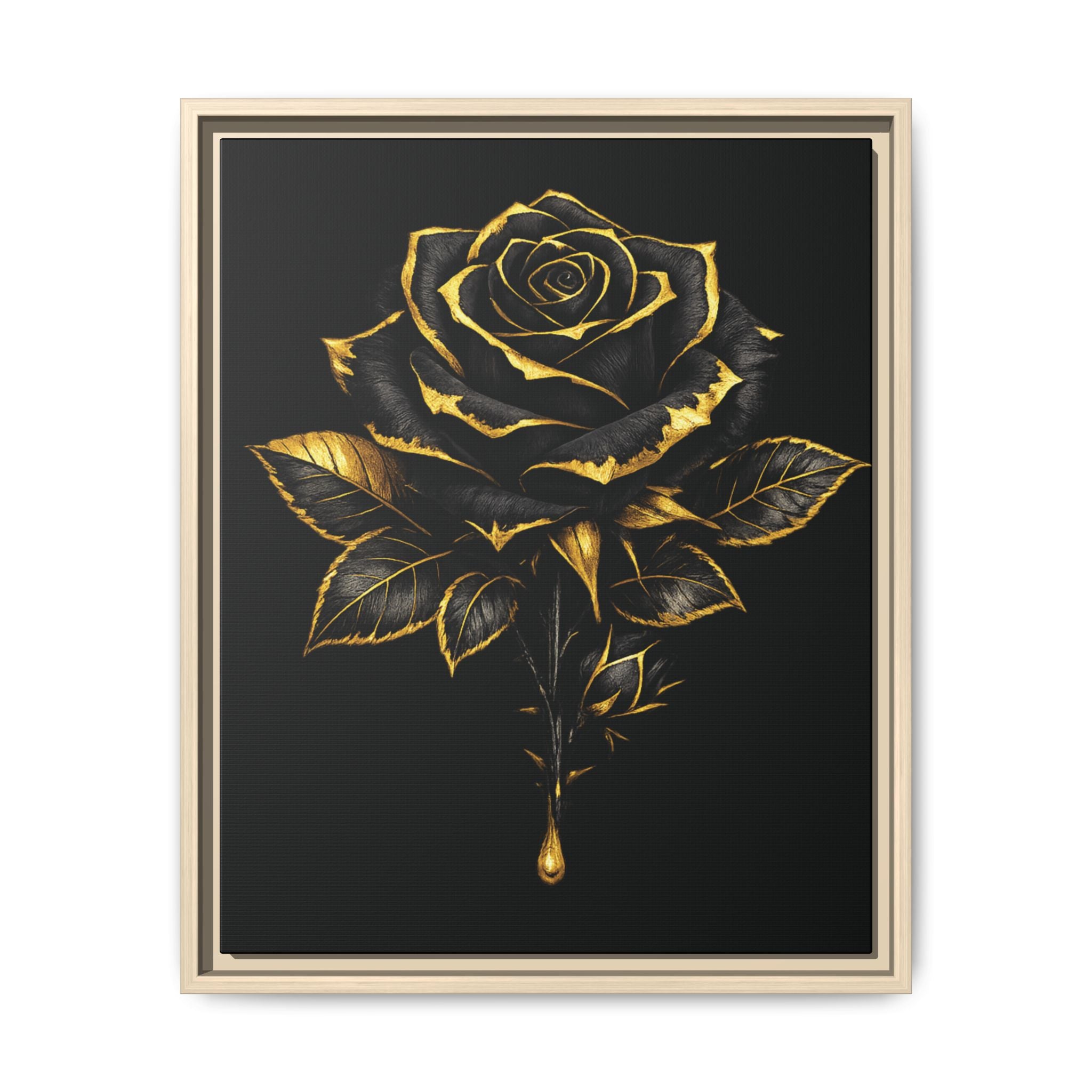 “Bloom Into Power – Gold Rose Canvas” Matte Canvas Wall Art