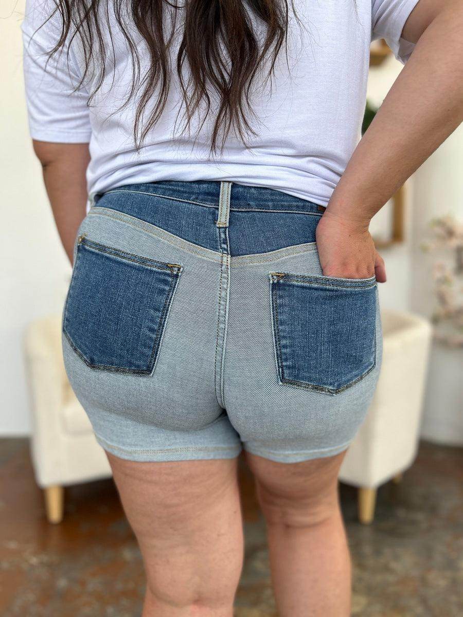 Judy Blue Full Size Color Block Denim Shorts for Women