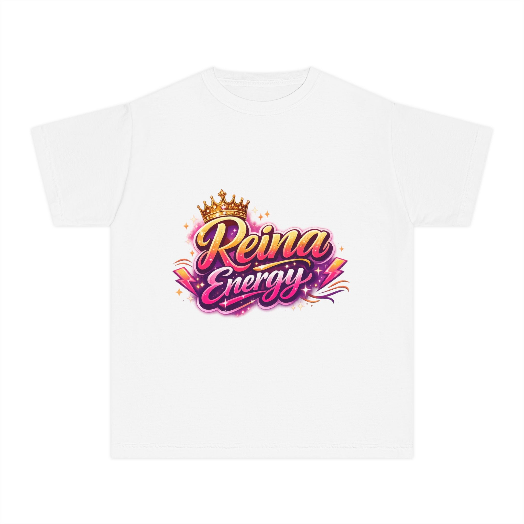 Reina Energía Youth Tee — Bright Crowned “Reina Energía” Graphic Shirt for Girls