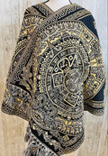 Aztec Calendar Rebozo — Mexican Artisan Shawl Wrap