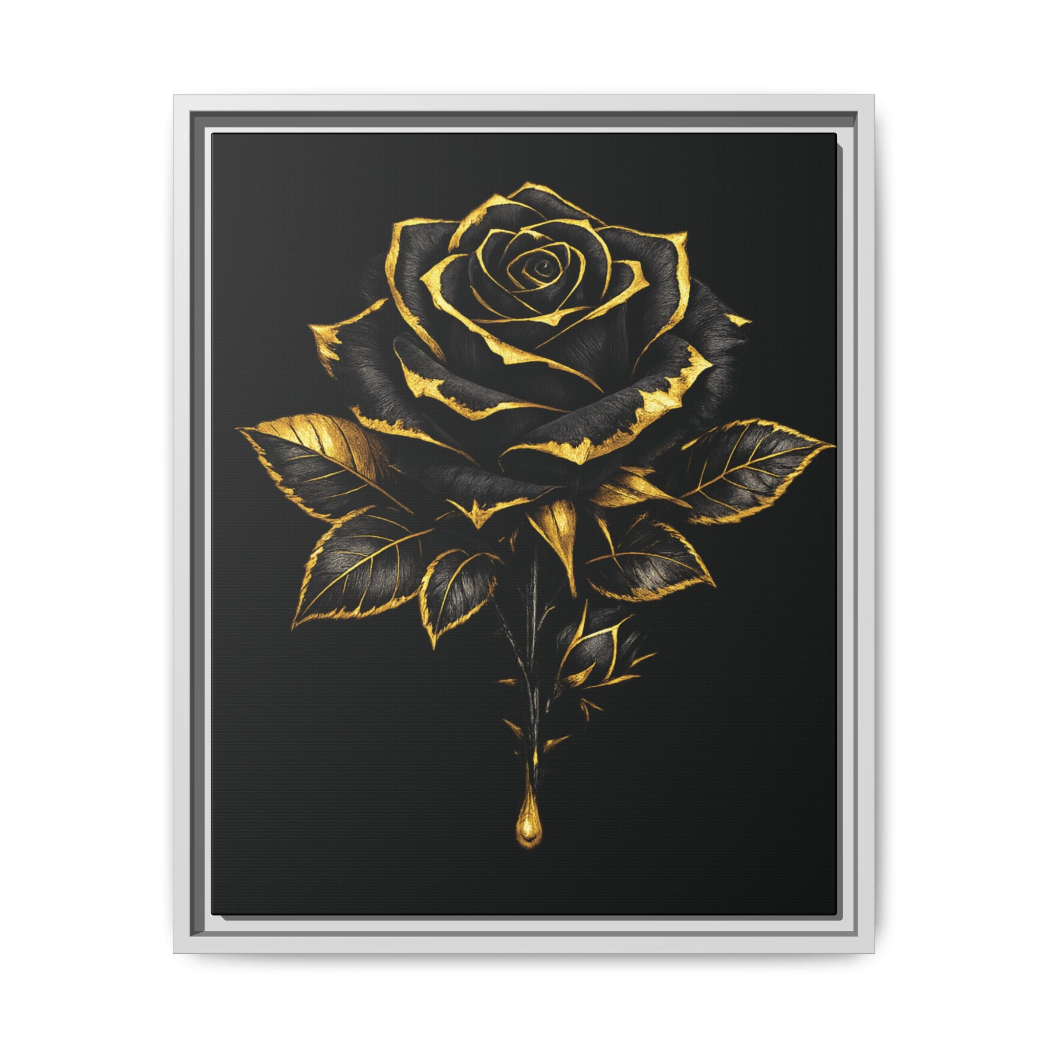 “Bloom Into Power – Gold Rose Canvas” Matte Canvas Wall Art