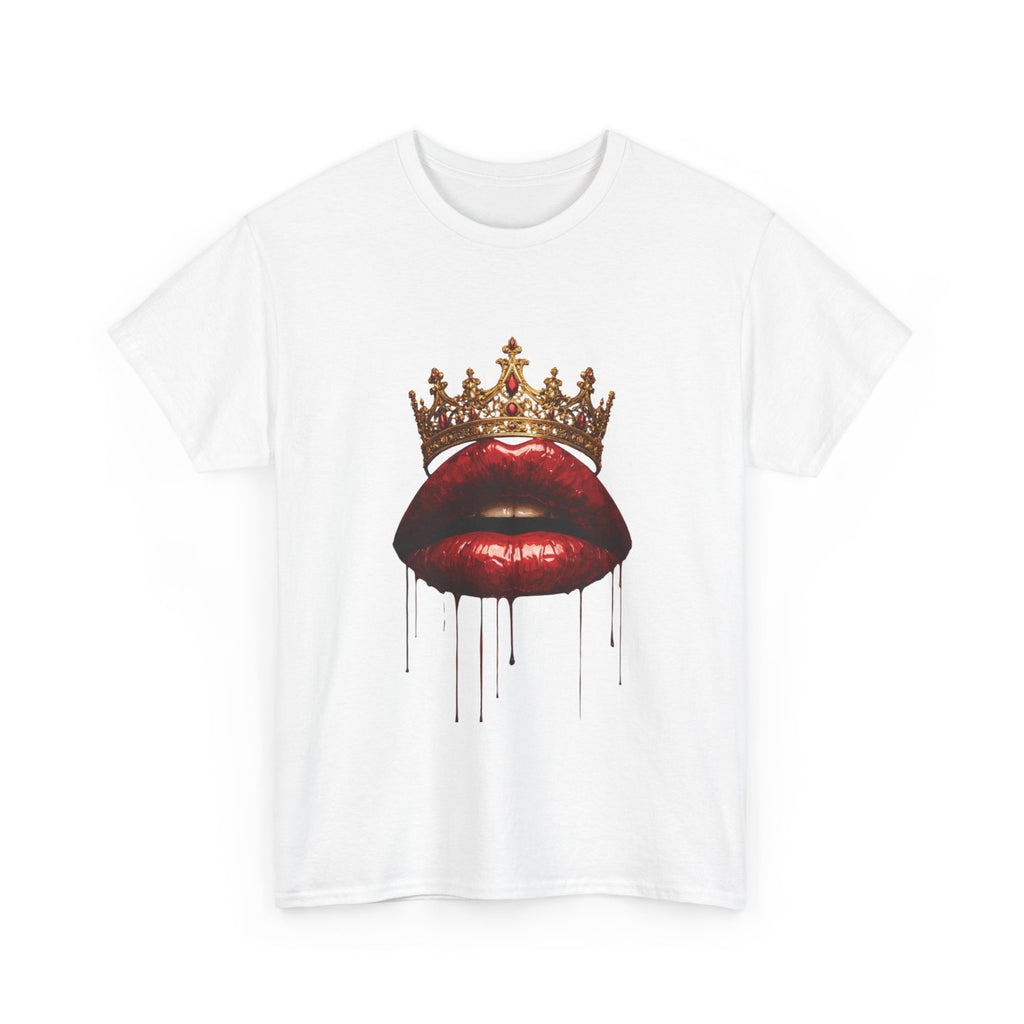 Crown Kiss T‑Shirt — Dripping Red Lips Graphic Tee