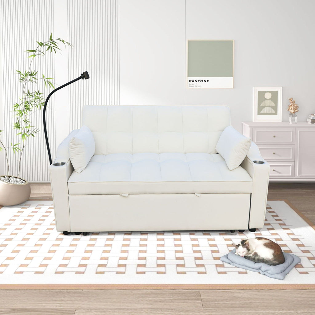 Modern Loveseat Futon Sofa with Pullout Bed and Adjustable Backrest - Multiple Colors