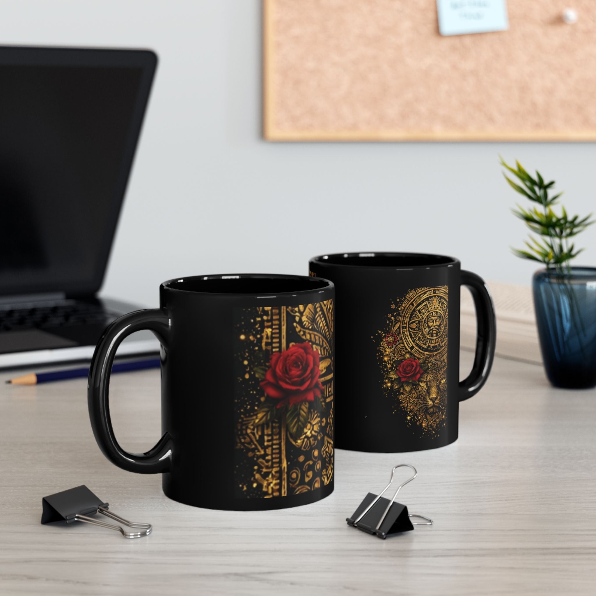 Reina Azteca Mug | Black Ceramic Coffee Cup