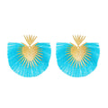 Heart & Fan Tassel Statement Earrings