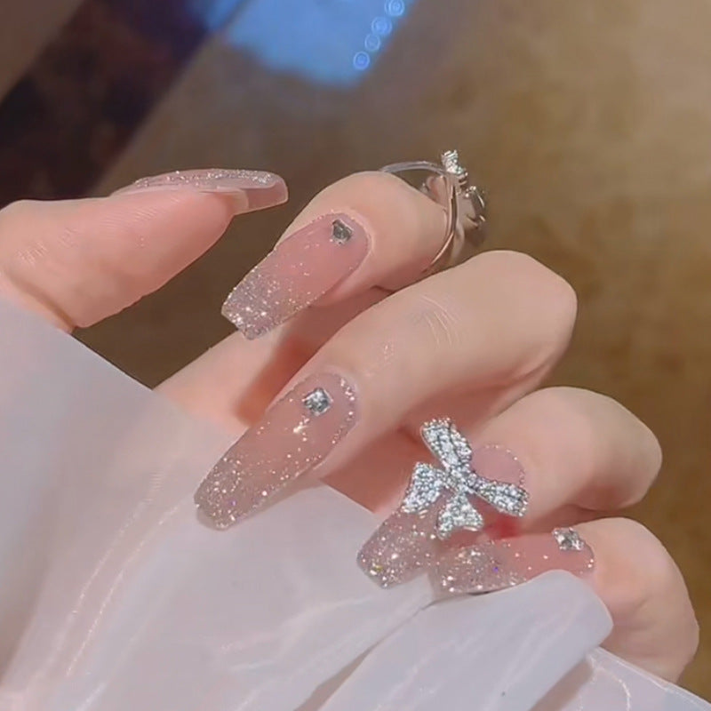 Crystal Butterfly Long Press-On Nails