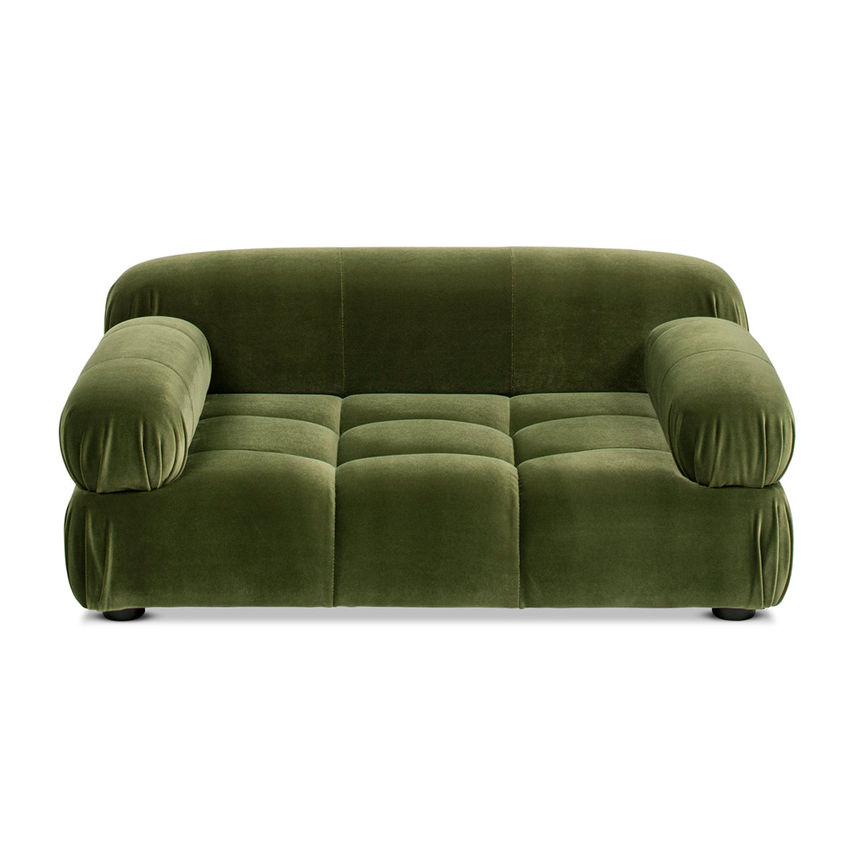 Olive Green Velvet Upholstered Pet Bed with Bolstered Arms - Small to Medium