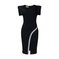 Short Sleeve Bodycon Slit Hem Dress