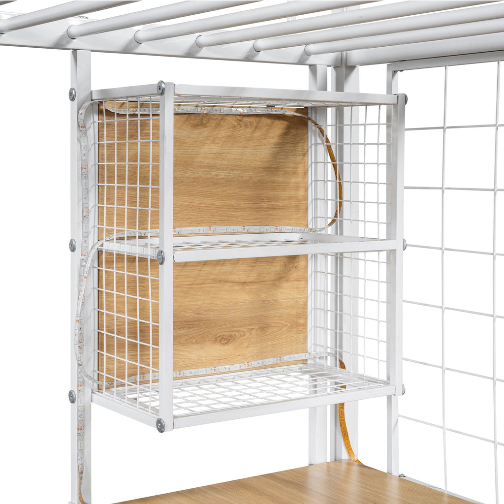 Loft Bed with Built-In Work Station, Wardrobe & Storage Staircase – White or Black