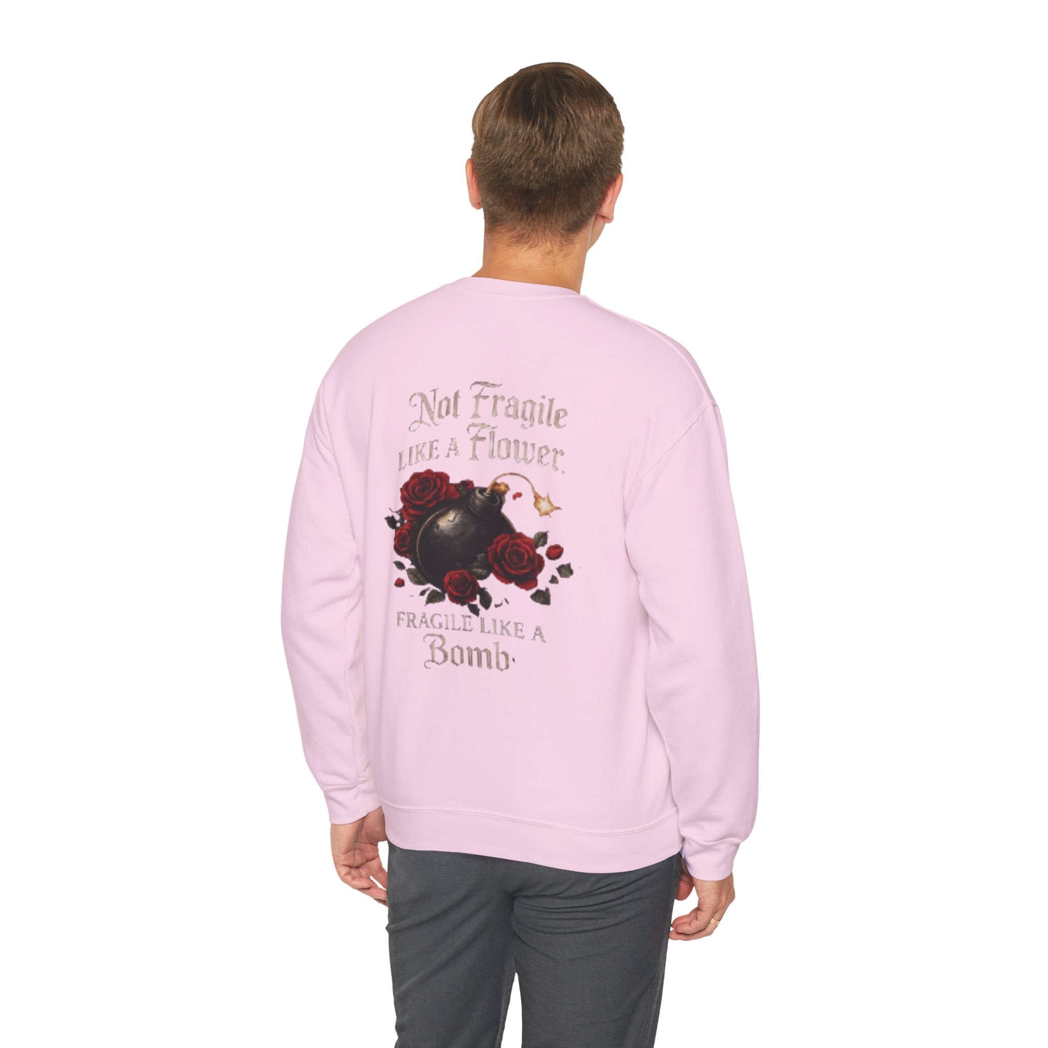 Not Fragile Like a Flower, Fragile Like a Bomb' Rose & Bomb Graphic Sweatshirt