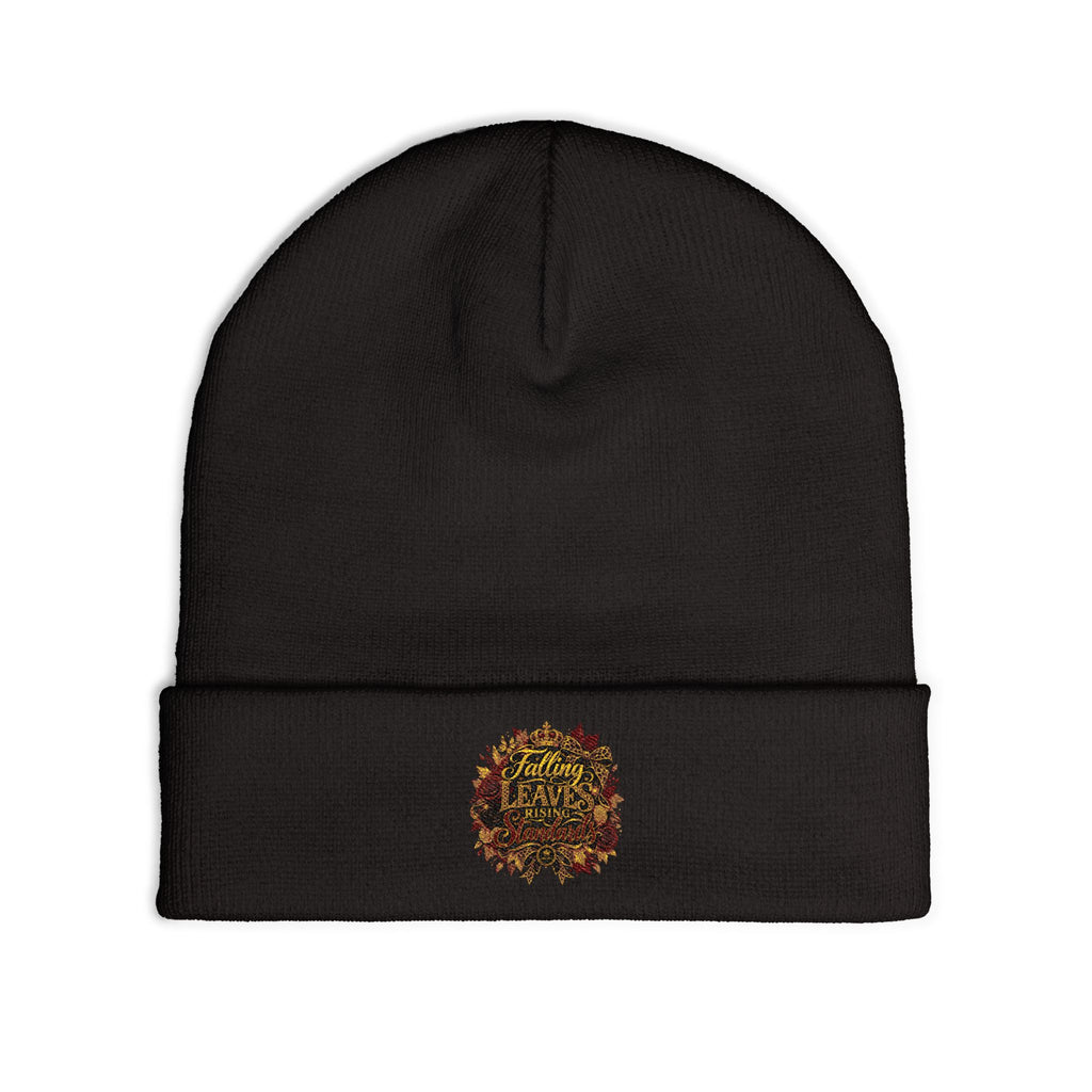 Falling Leaves, Rising Standards | Knit Beanie (Embroidery)