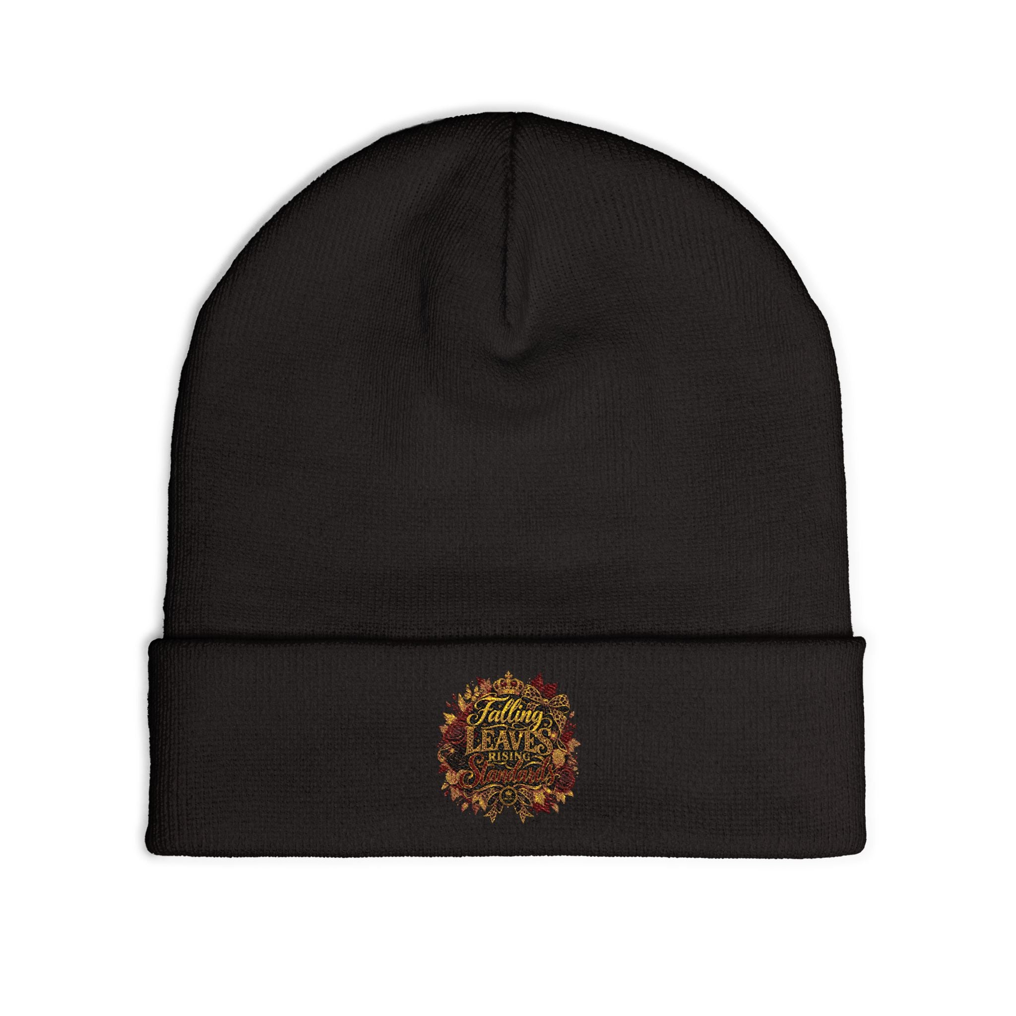 Falling Leaves, Rising Standards | Knit Beanie (Embroidery)