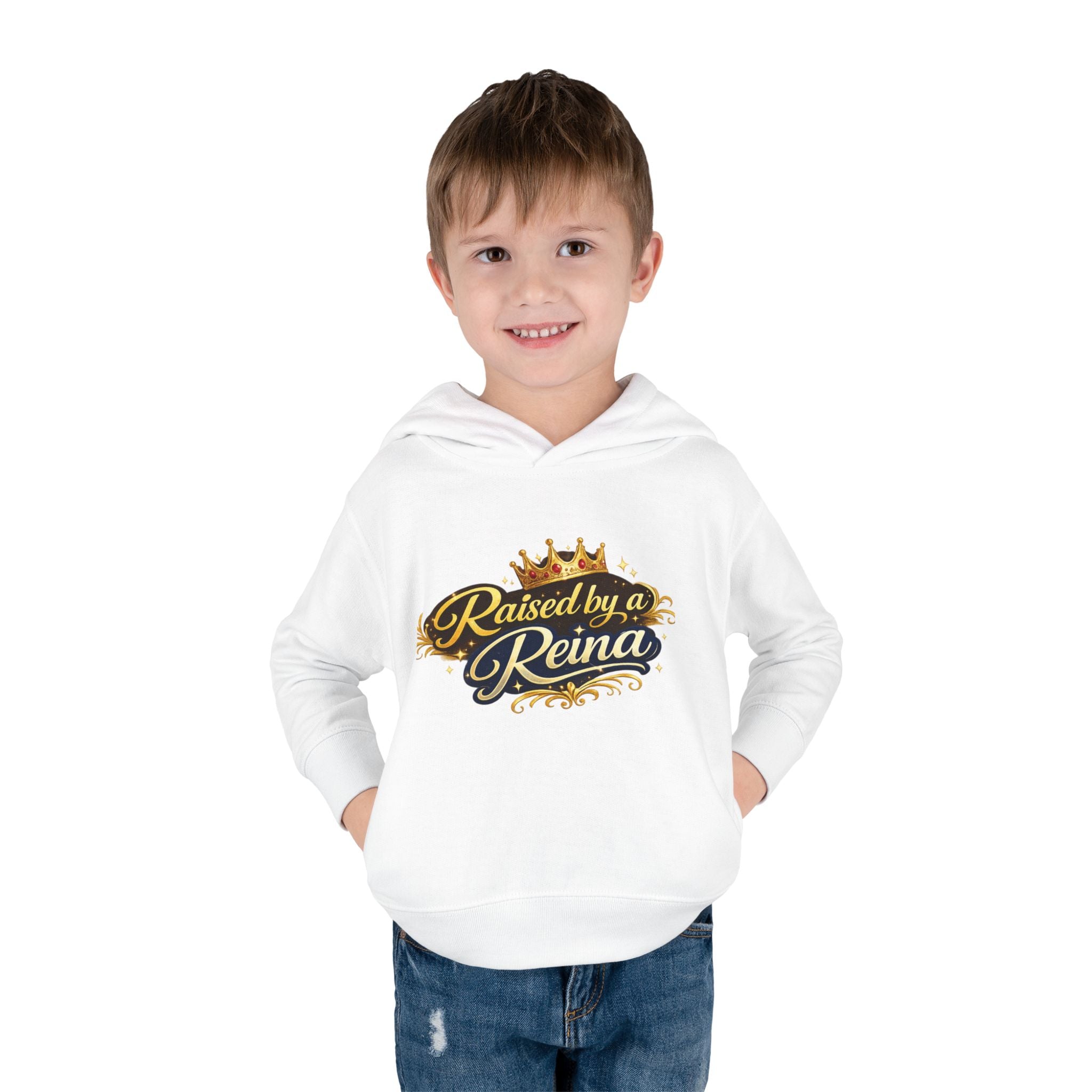 Raised by a Reina Toddler Hoodie — Cute Royal Crown Pullover for Little Girls