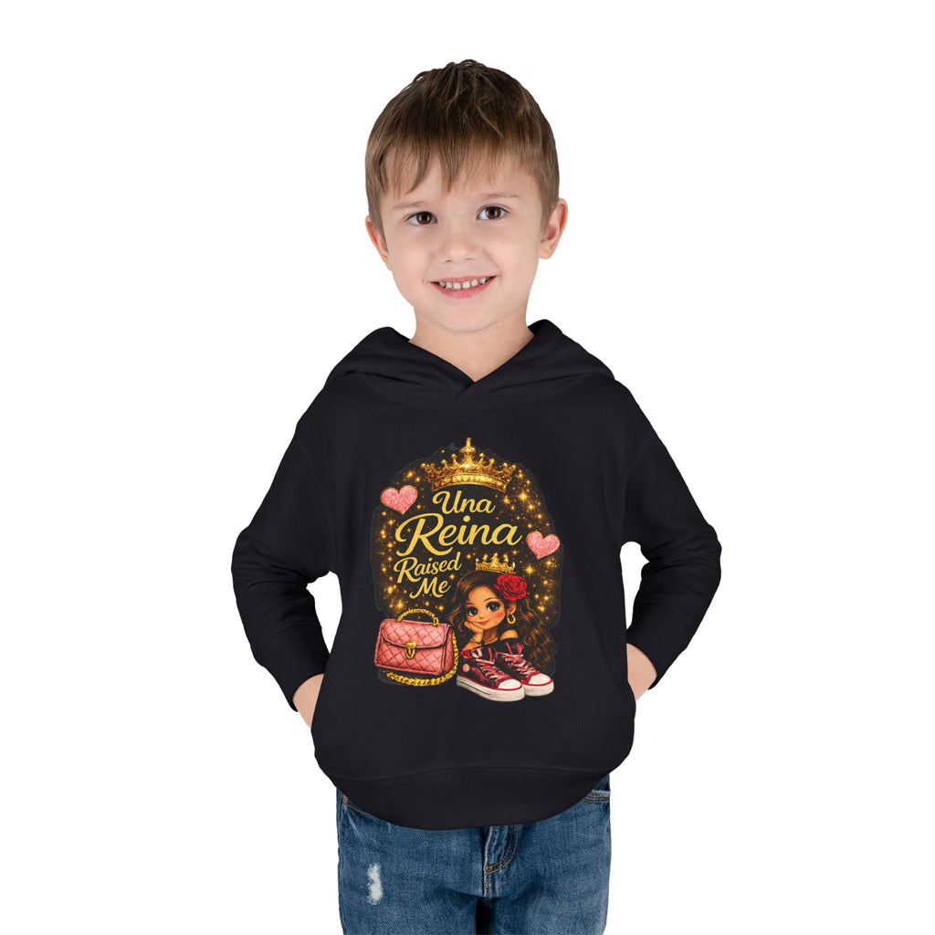 Toddler Hoodie — "Una Reina Raised Me" Cute Princess Pullover for Little Girls