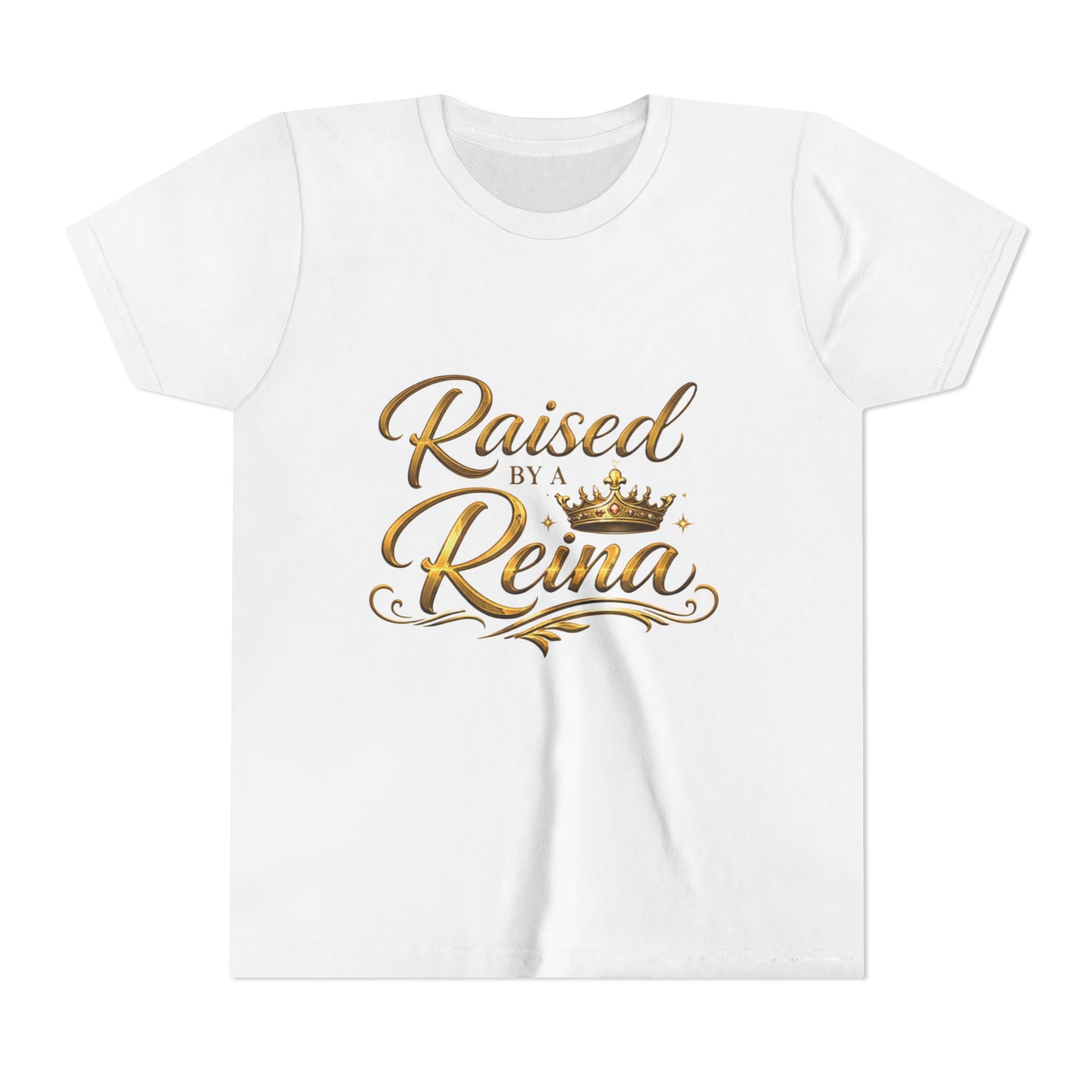Raised by a Reina Youth Tee | Gold Crown Kids Shirt