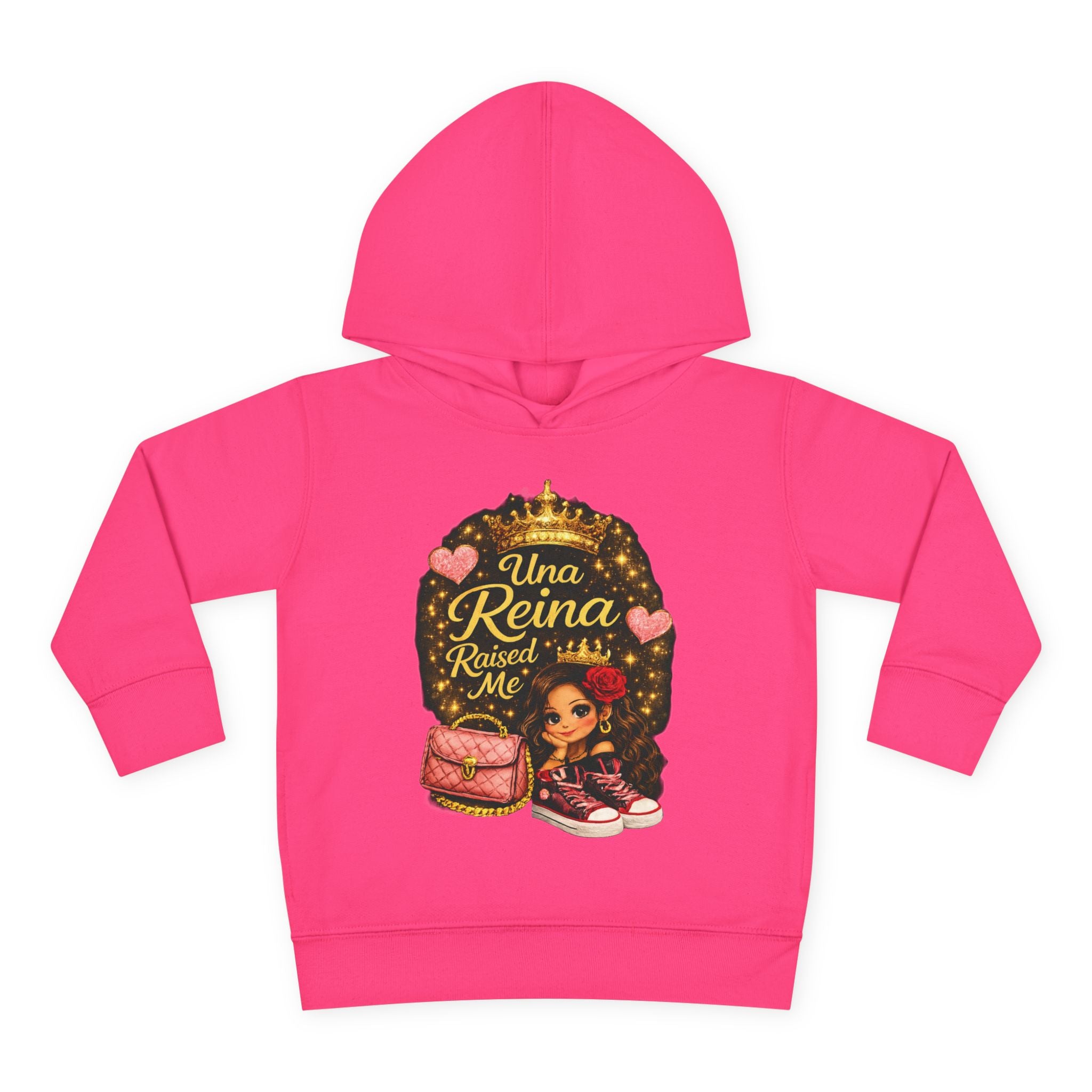 Toddler Hoodie — "Una Reina Raised Me" Cute Princess Pullover for Little Girls