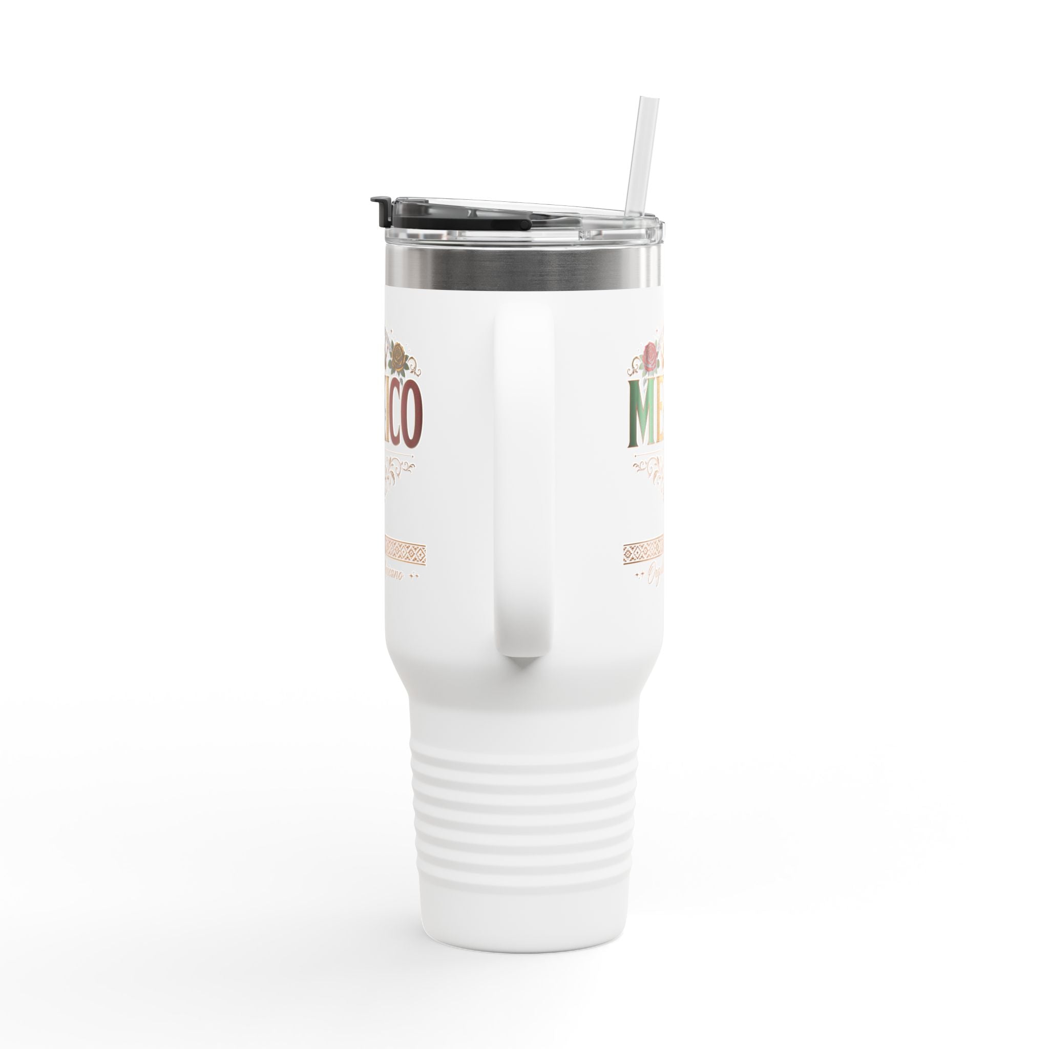 Orgullo Mexicano 40oz Insulated Travel Mug — Mexico Graphic, Vintage Floral Design