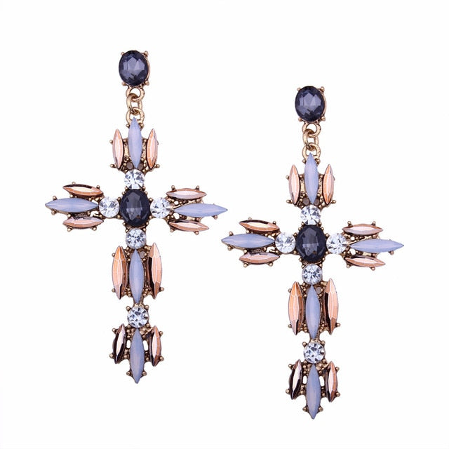 Colorful Cross Earrings For Women Large Big statement Earrings