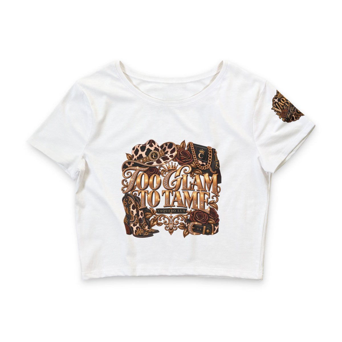Vaquera Lux – Too Glam to Tame | Women’s Poly-Cotton Crop Tee