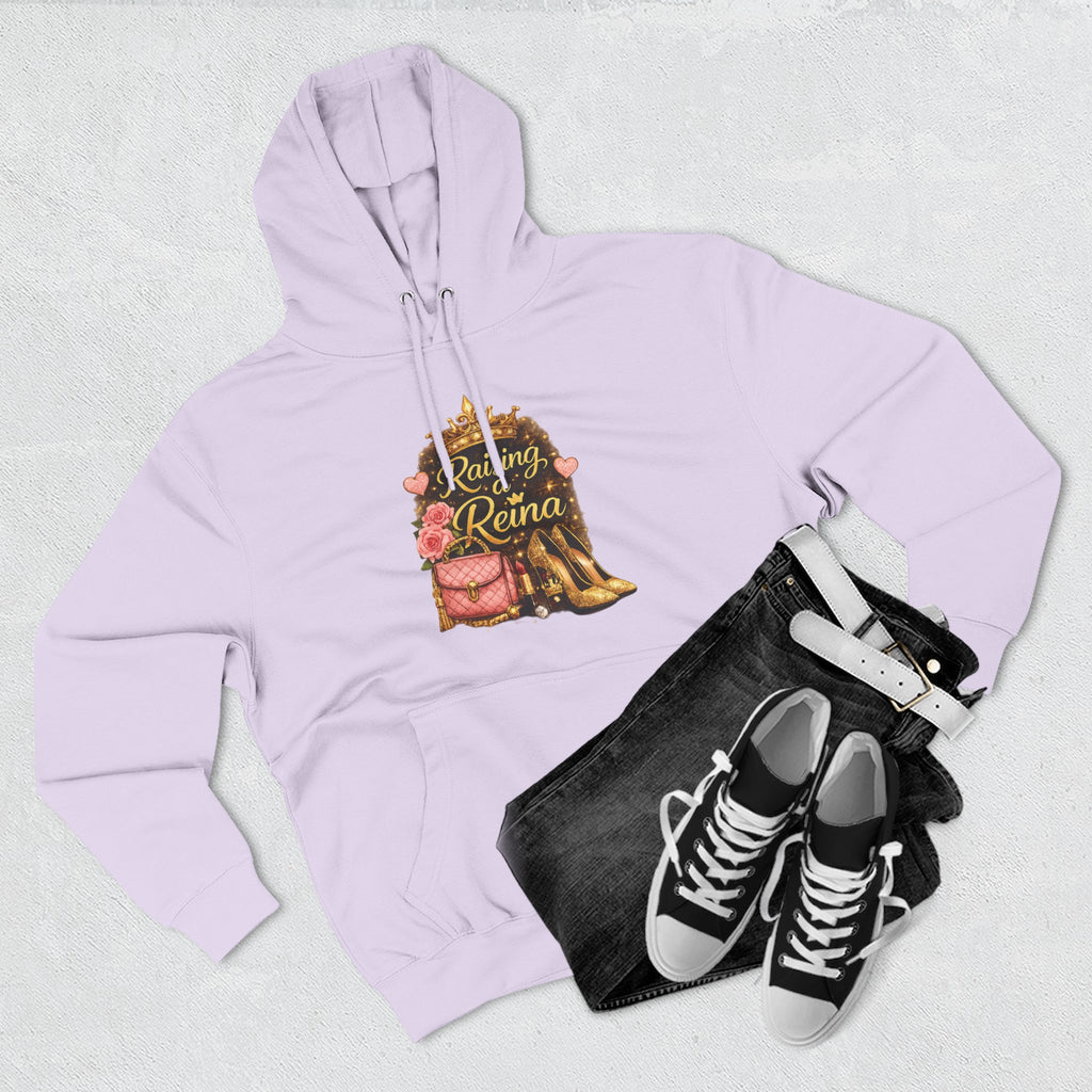Raising a Reina Hoodie — Floral Crown Heels Mom Empowerment Pullover