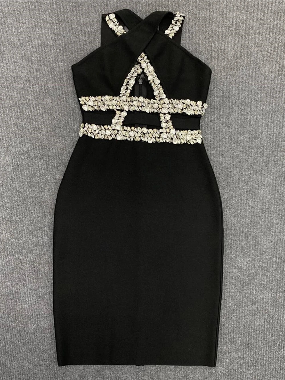 Rhinestone Cutout Bandage Dress