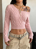 Fitted Off-Shoulder Ribbed Knit Top