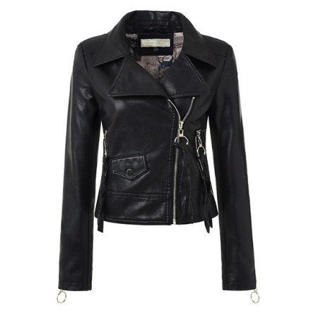 Queen Energy Vegan  coats Motorcycle Jacket Black Outerwear leather PU Jacket