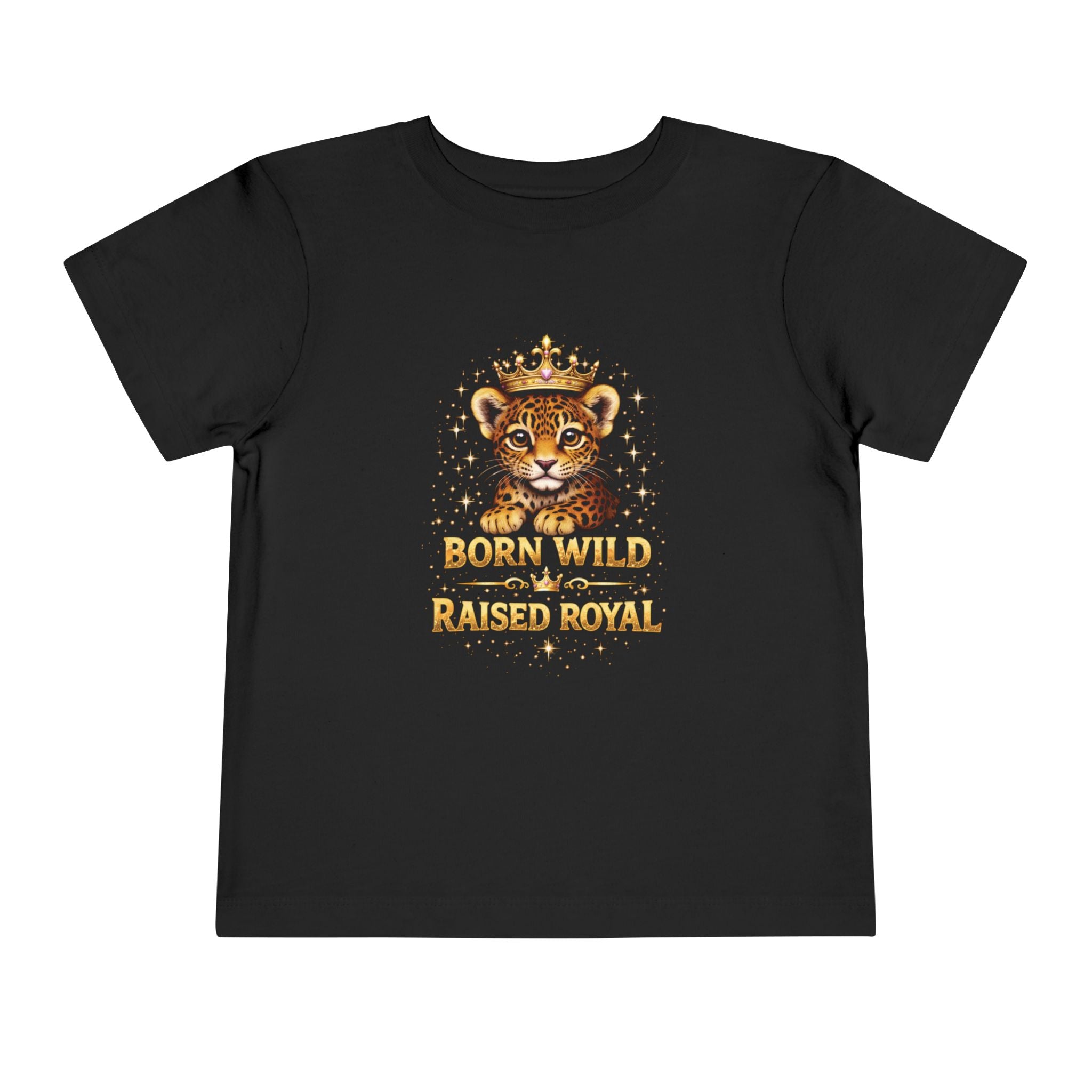 Toddler Tee - "Born Wild Raised Royal" Jaguar Cub Crown Graphic