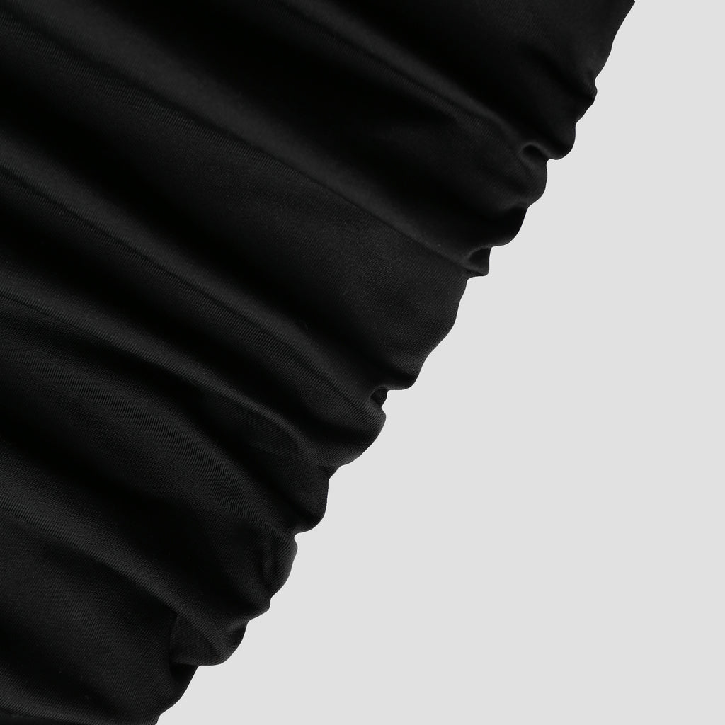 Black Fitted Pleated Bodycon Dress