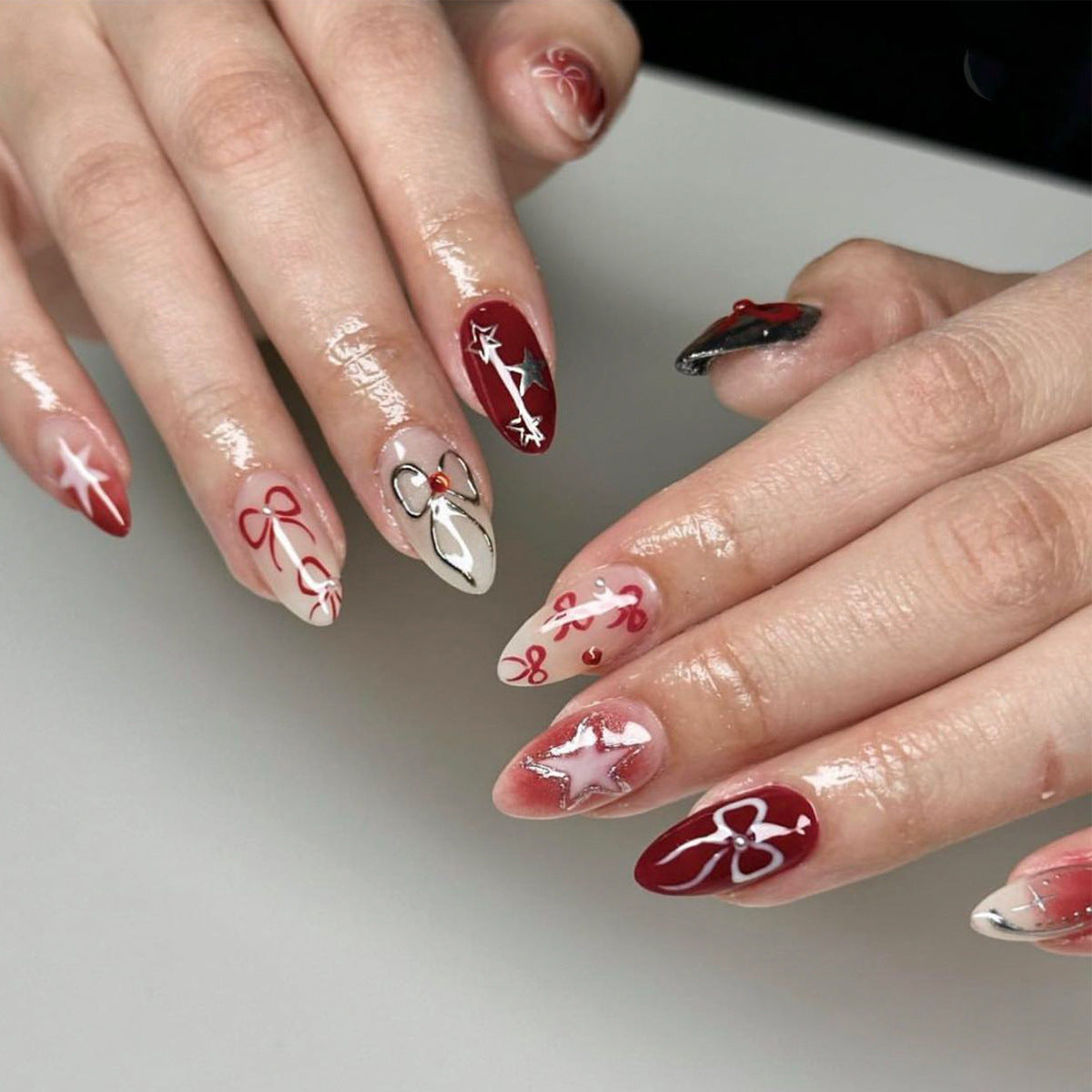 Crystal Cross Press-On Nail Set
