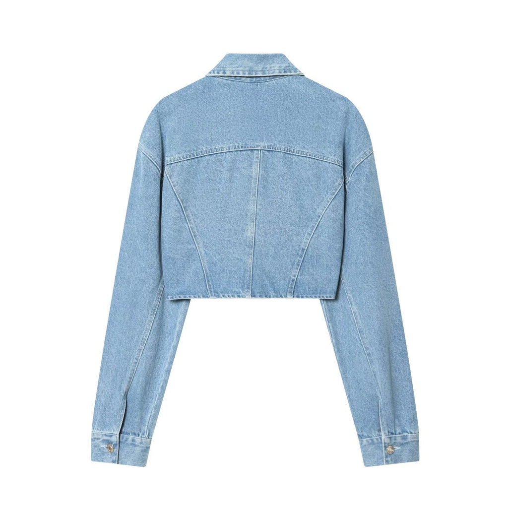 Light Blue Cropped Denim Jacket