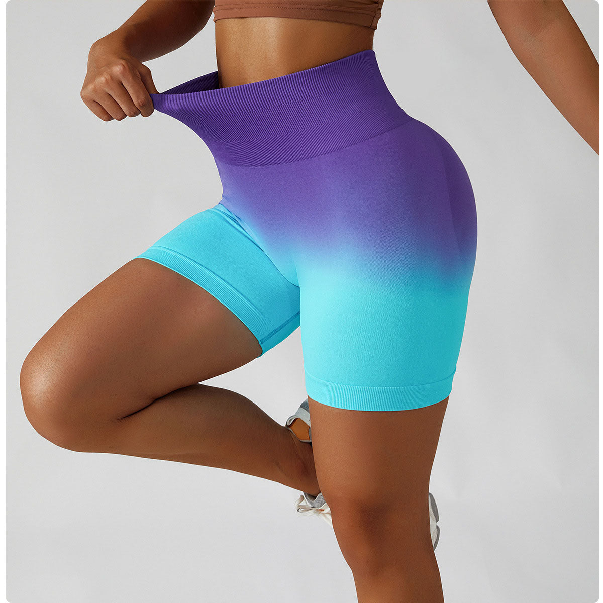 Seamless Gradient High-Waist Yoga Shorts