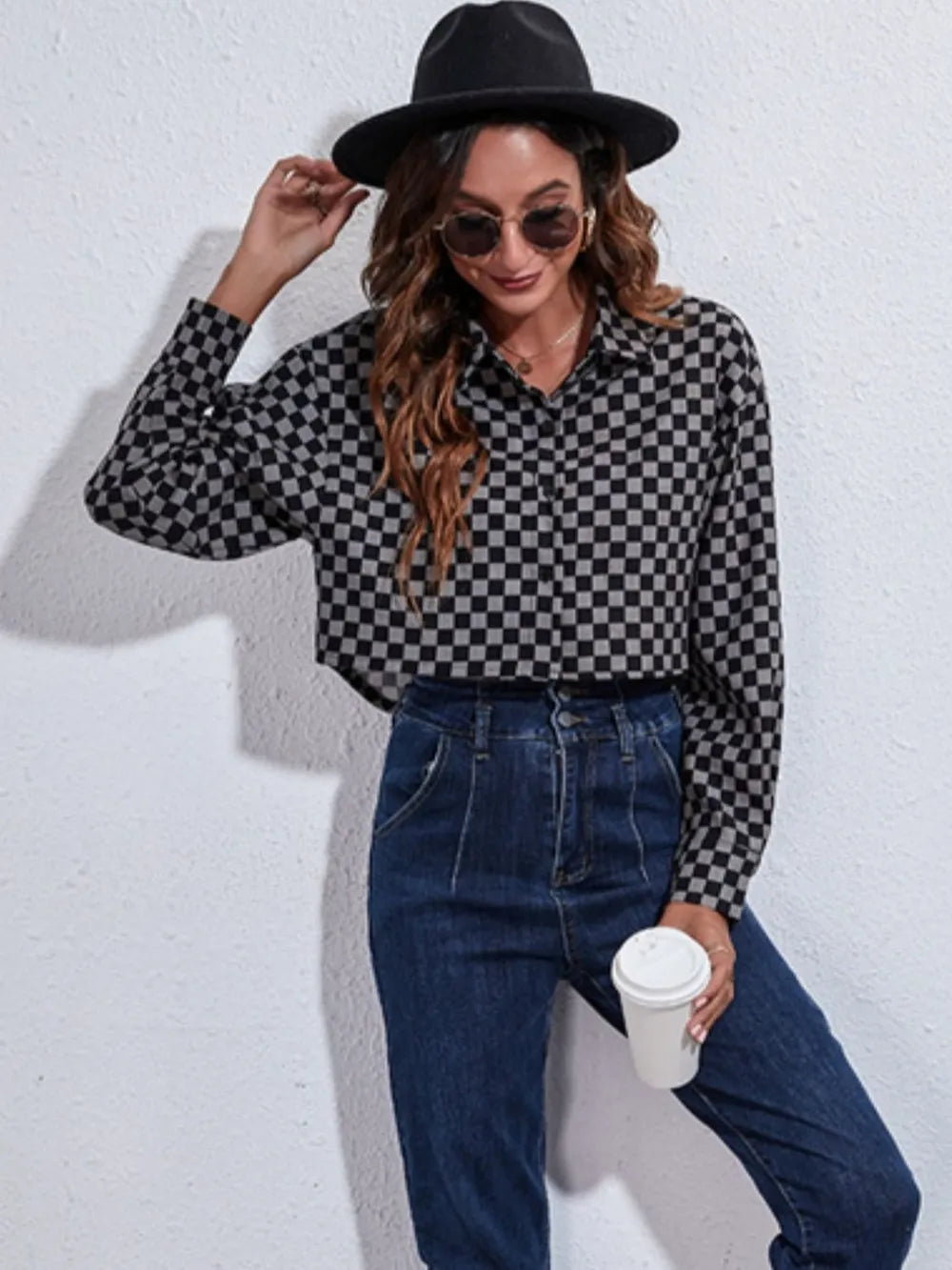 Printed Cropped Button-Down Jacket