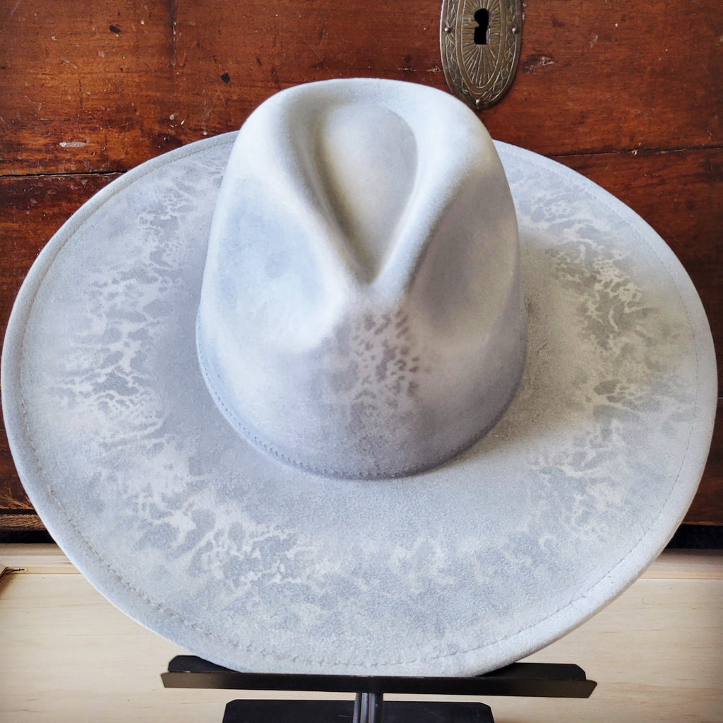Hand-Painted Python Boho Western Cowgirl Hat Only- Silver 987a