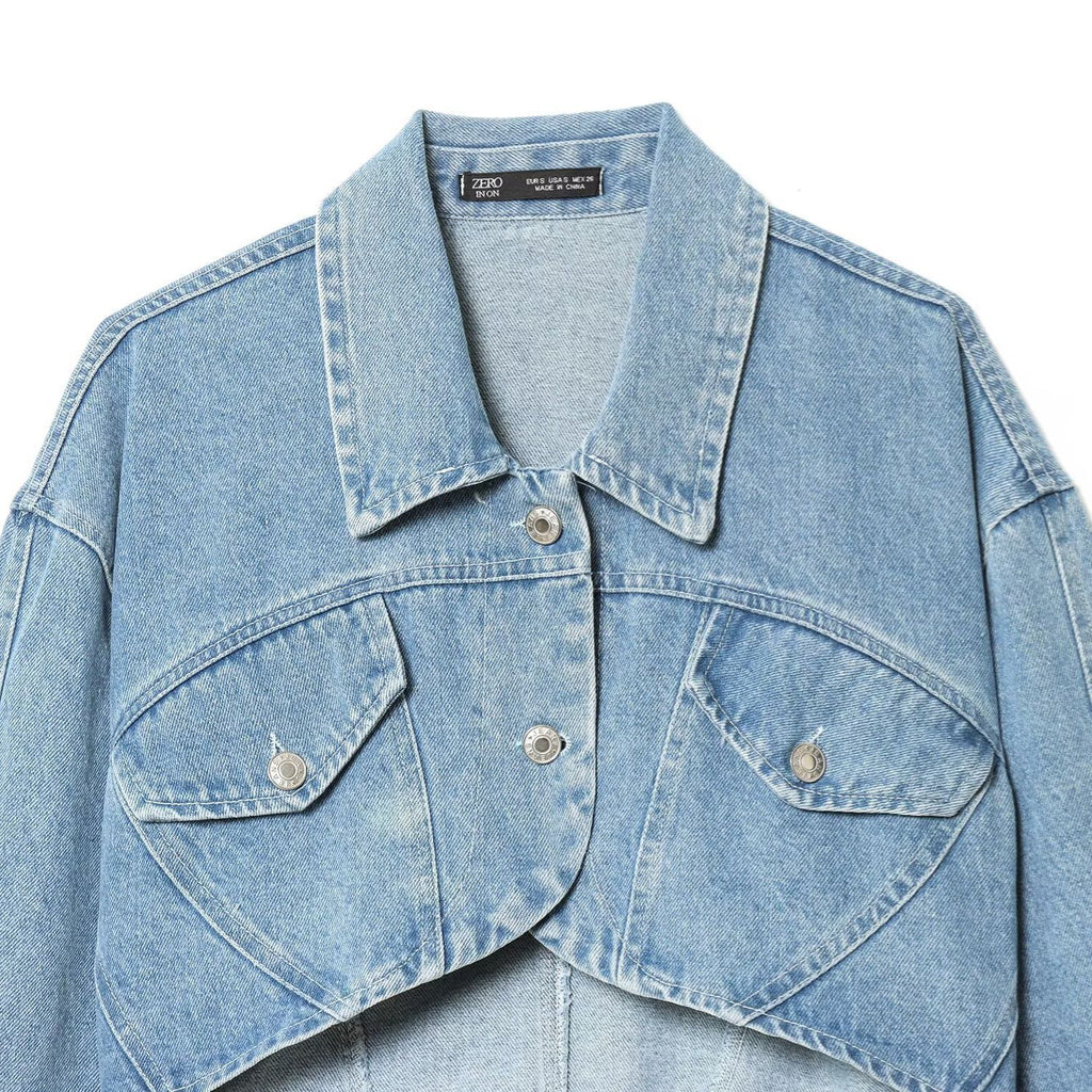 Light Blue Cropped Denim Jacket