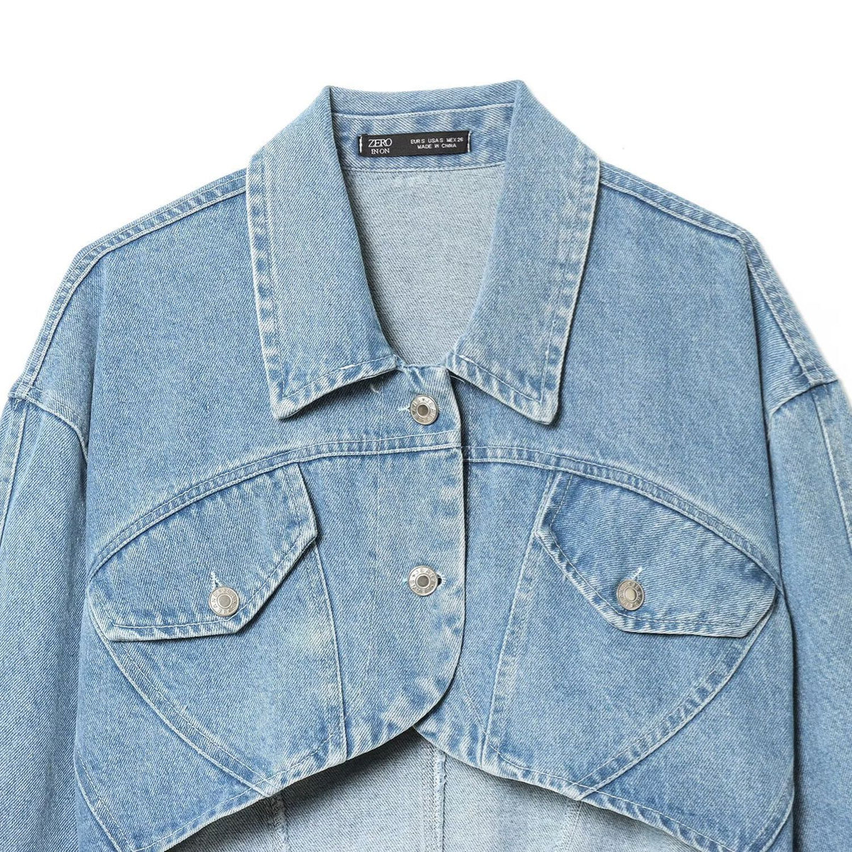 Light Blue Cropped Denim Jacket