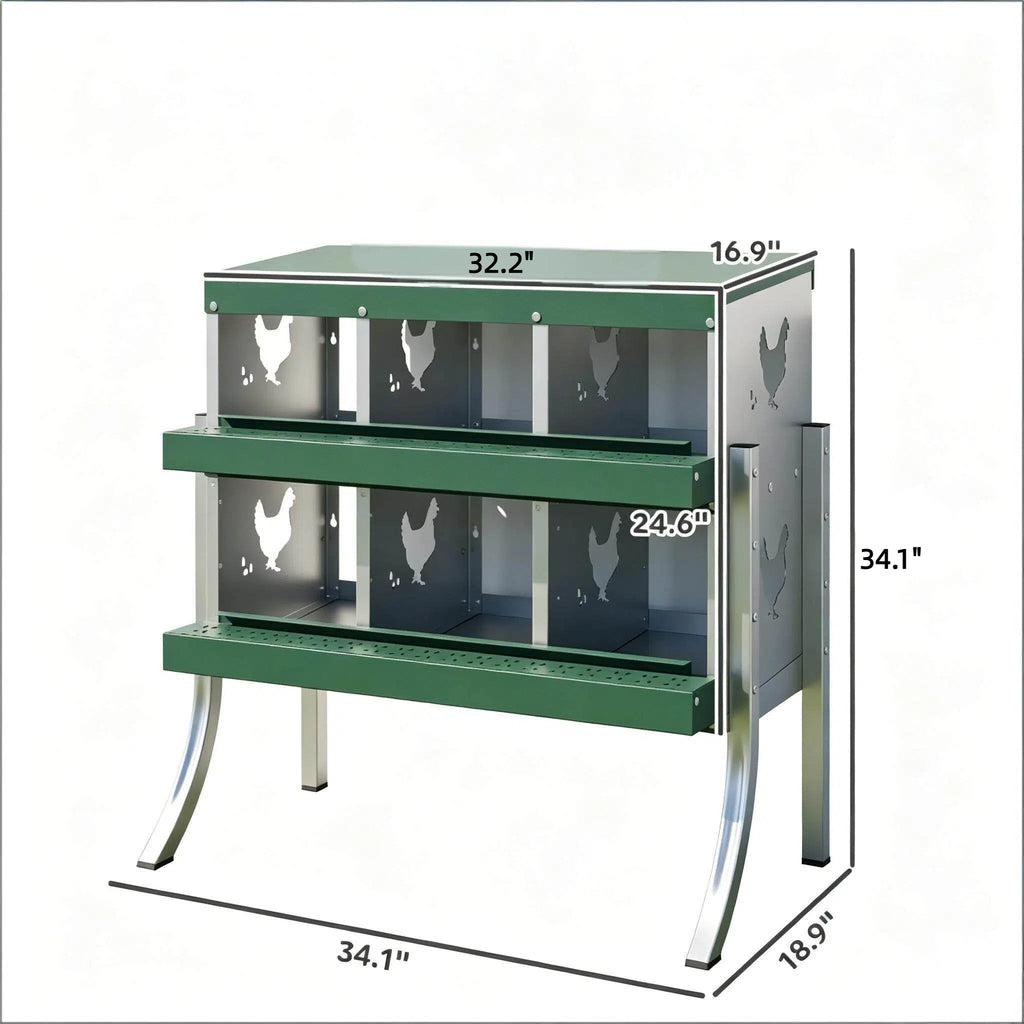 Galvanized Steel Outdoor Egg Laying Boxes with Sloped Floor - Silver