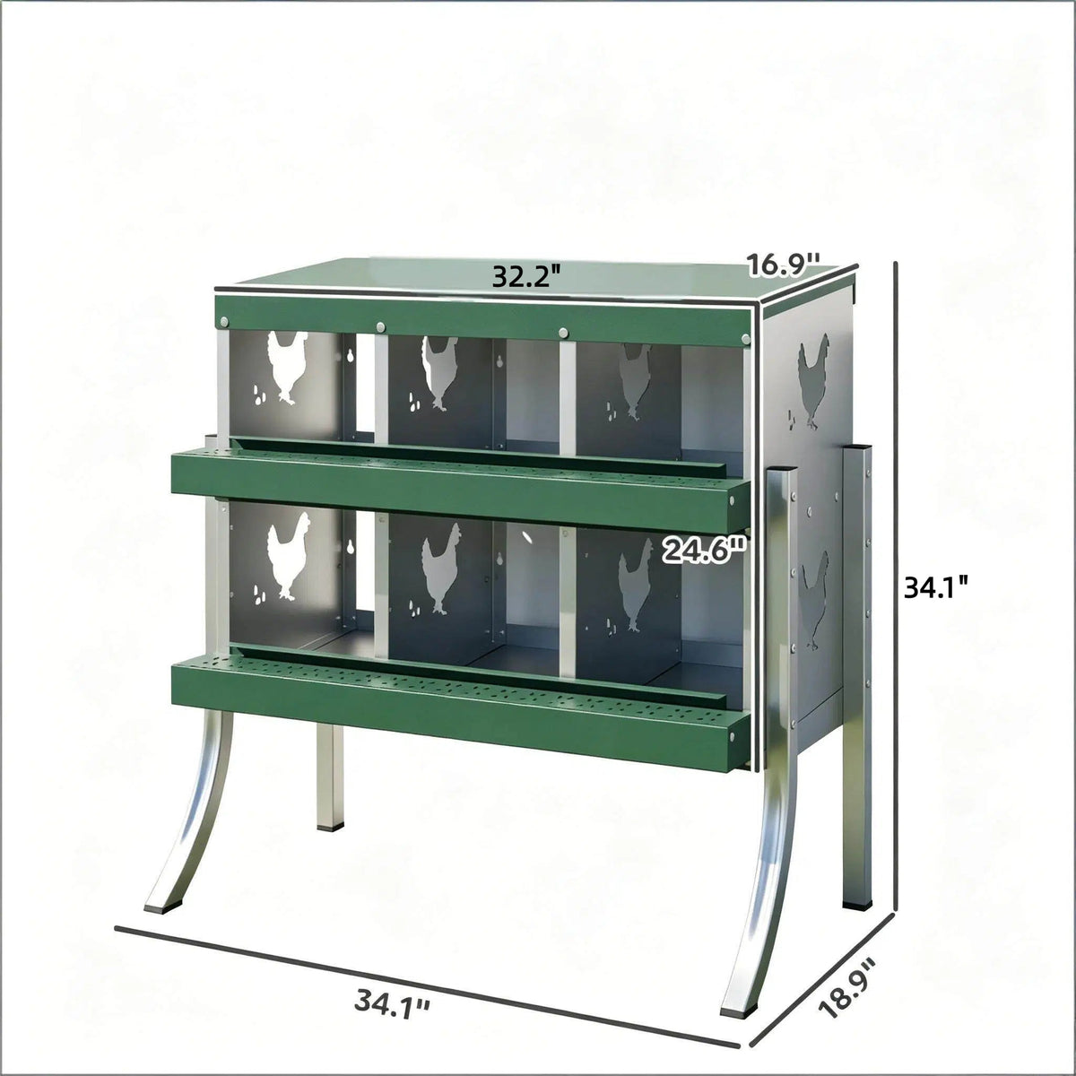 Galvanized Steel Outdoor Egg Laying Boxes with Sloped Floor - Silver