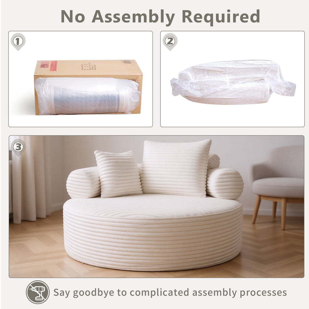 Round Sofa Bed with Memory Foam and 3 Pillows - Multiple Colors