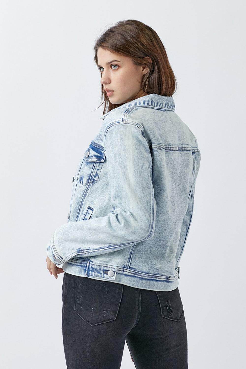 RISEN Button Up Washed Denim Jacket for Casual Style
