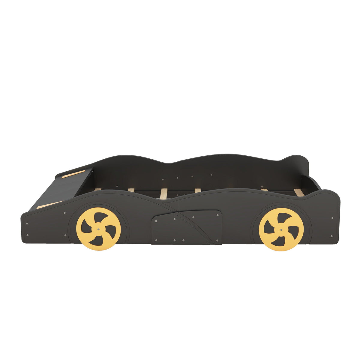 Race Car Platform Bed with Storage and Wheels - Black or Blue