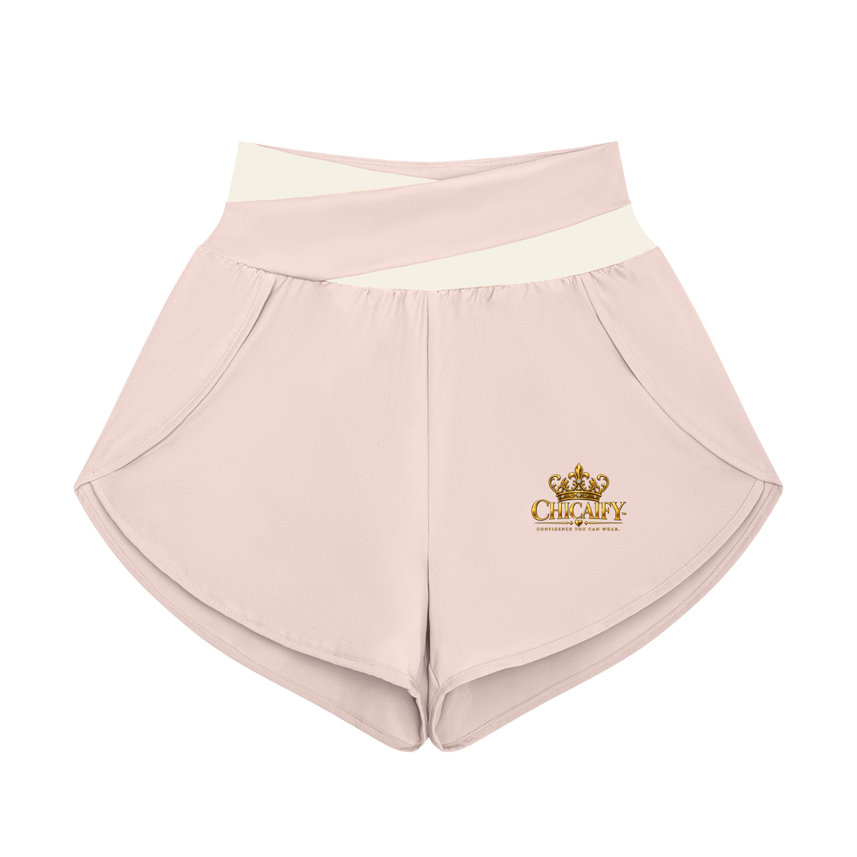 Chicaify Active Cross-Waist Performance Shorts Women’s Yoga Panelled Shorts