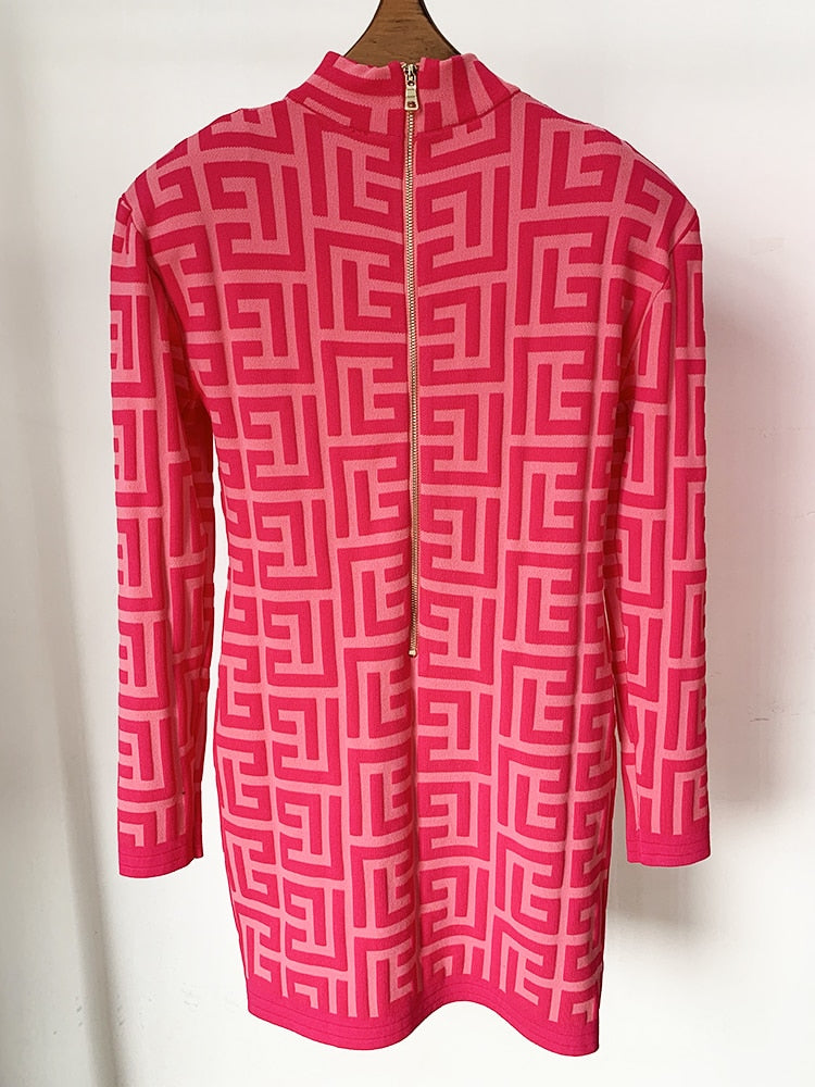 Rose Jacquard Knit Midi Dress